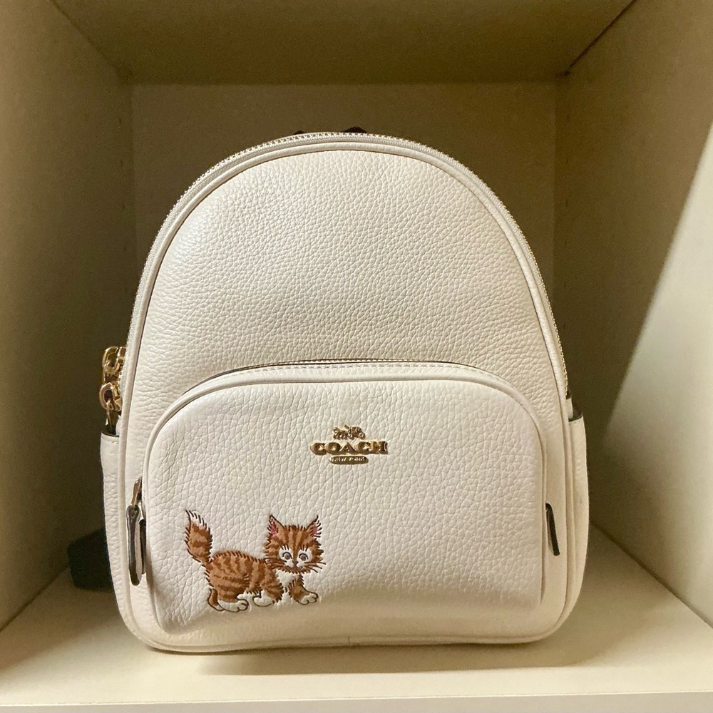 Coach Cream Backpack with Gold Accents